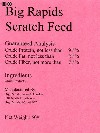scratch feed ingredients & analysis