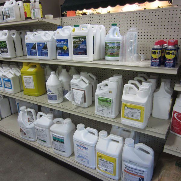 farm chemicals on shelf