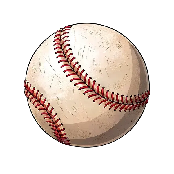Baseball with red stitching and tan leather.