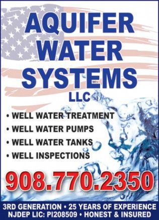 An advertisement for aquifer water systems llc with a phone number