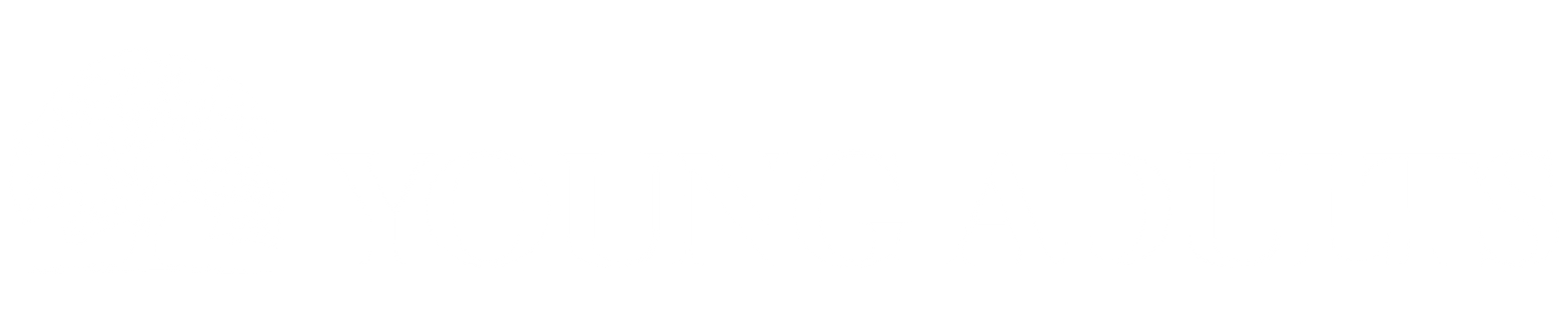 A simple white logo on a white background.