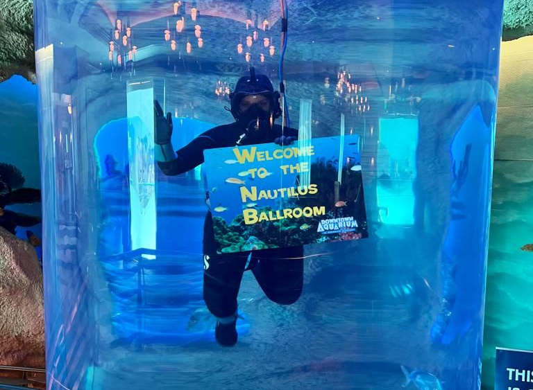 dive sign at aquarium 