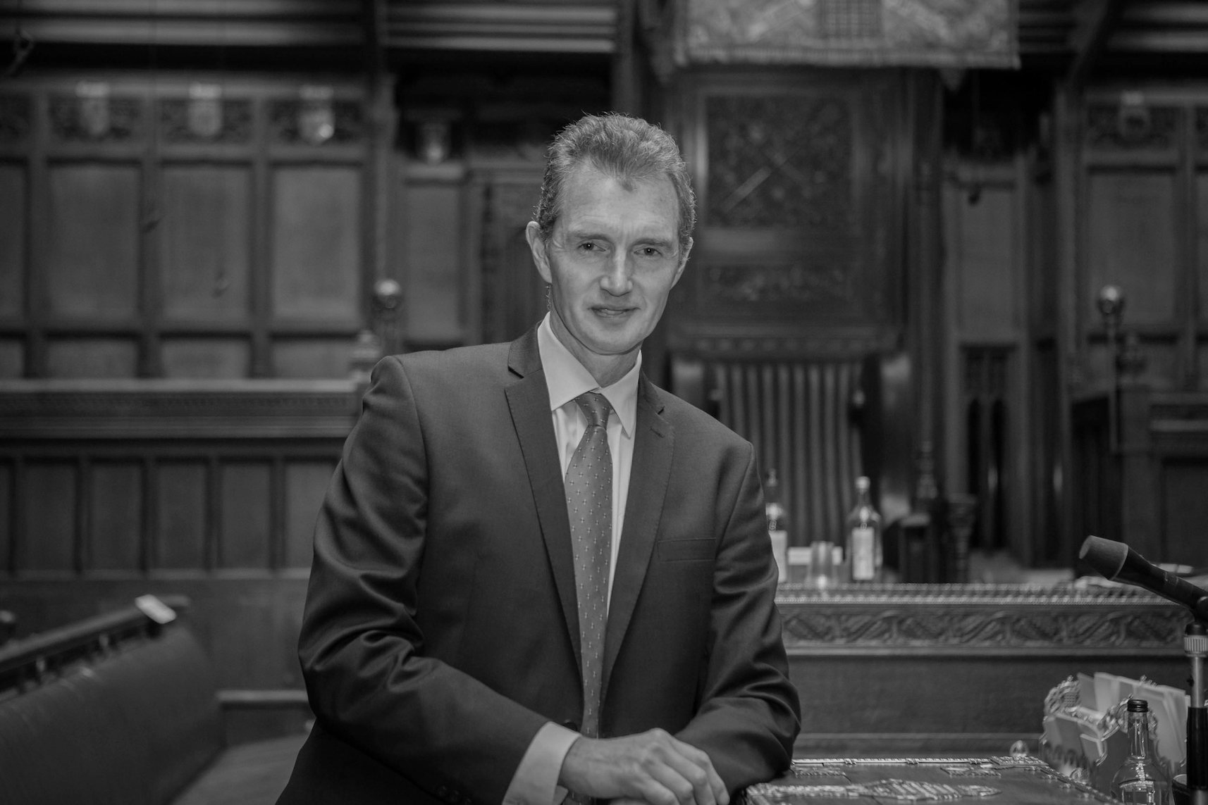 David Tc Davies - former Secretary of State for Wales stands in the Commons, a chamber for elected MP's and part of the UK Parliament