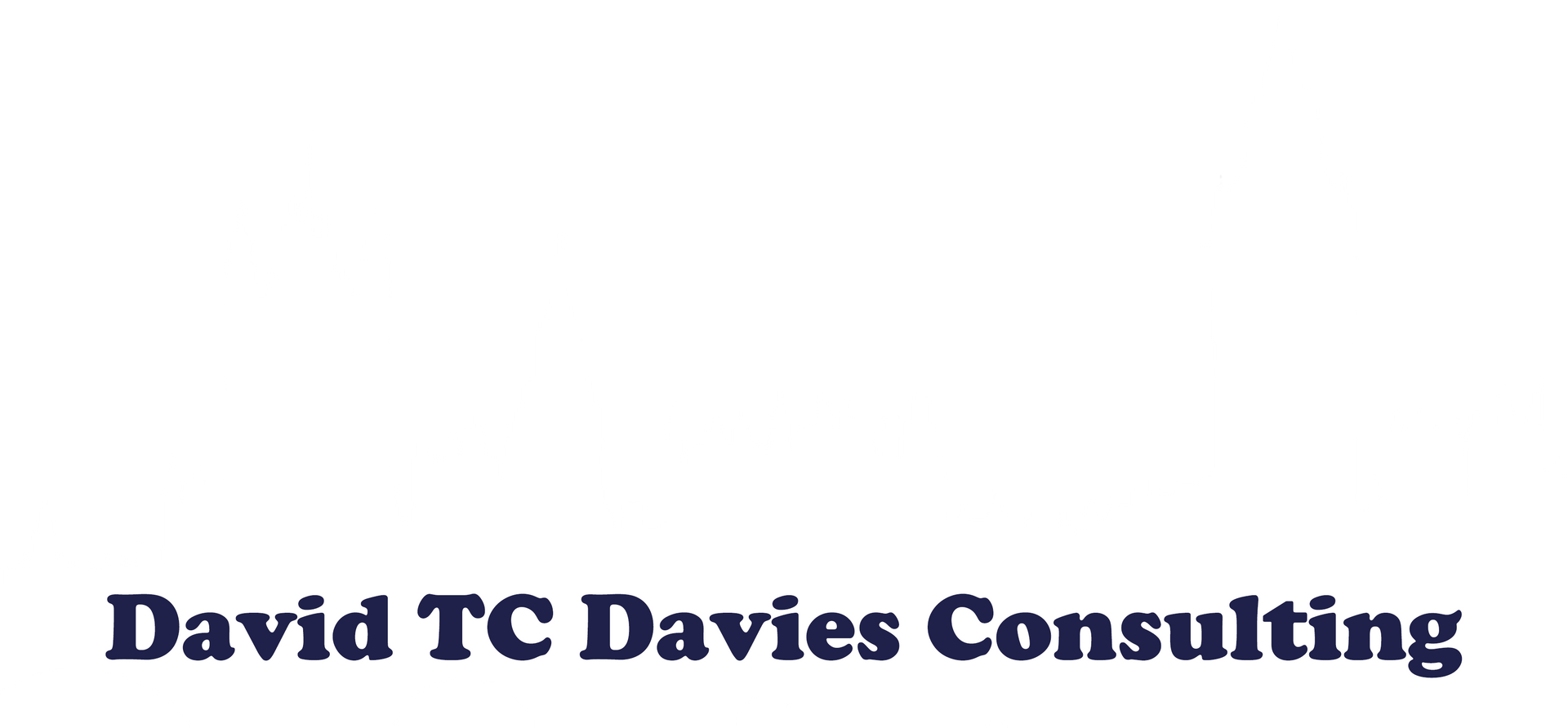 A logo for David TC Davies Consulting with a white UK Parliament skyline