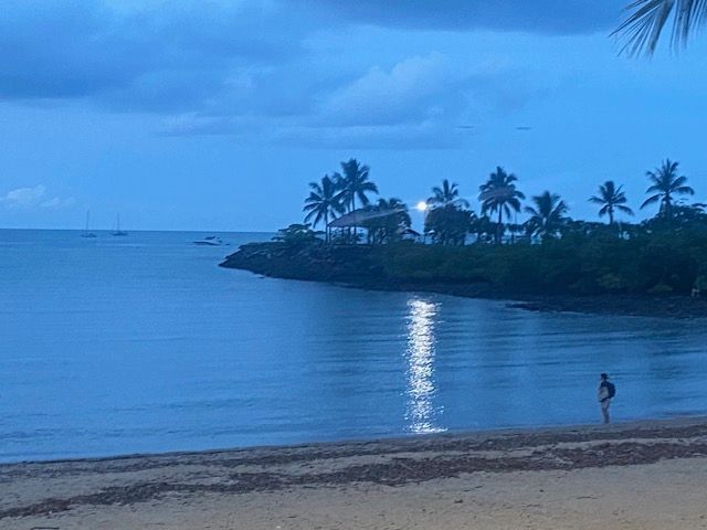 A man is standing on a beach next to a body of water.