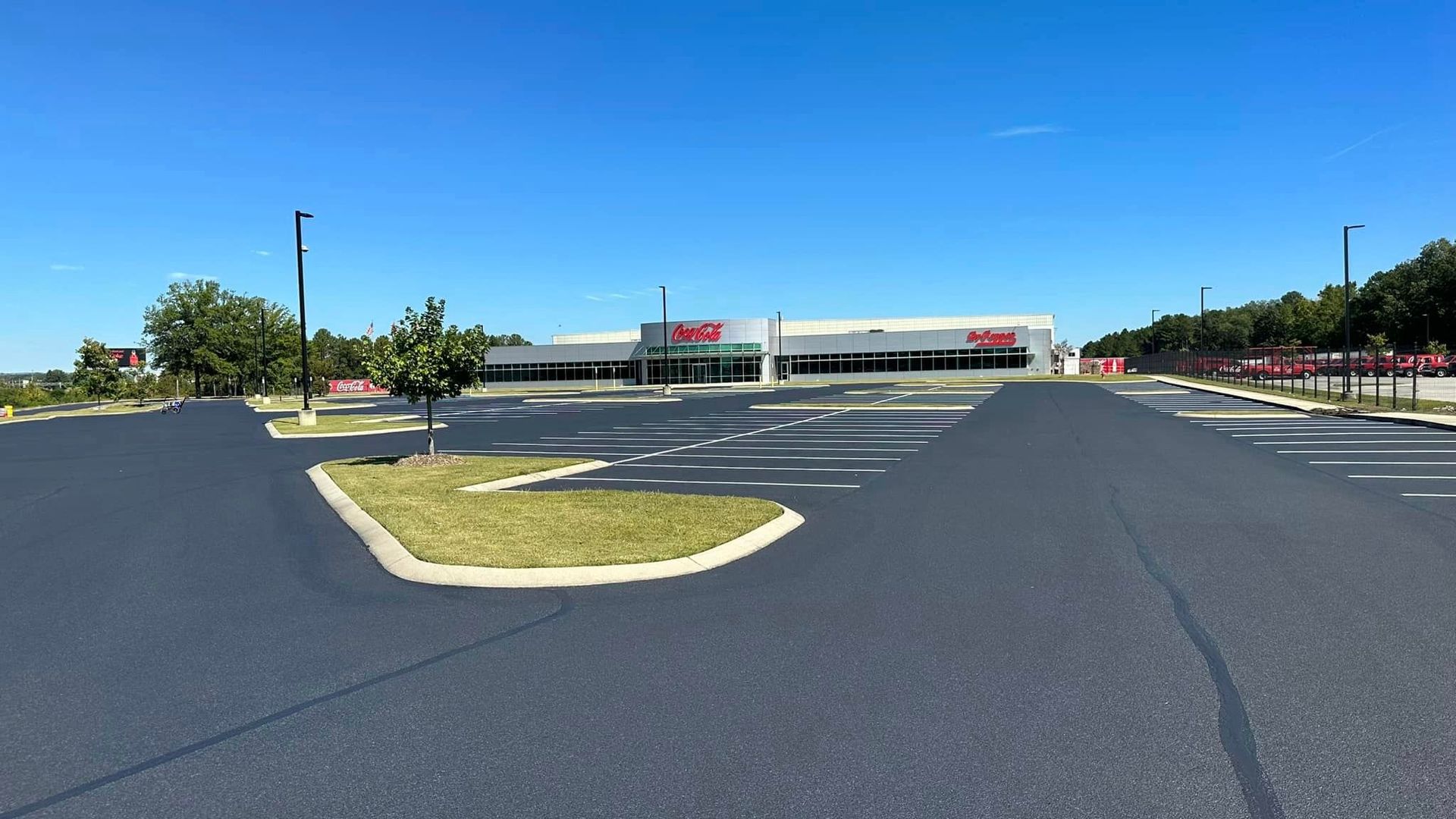 Newly asphalted parking lot 