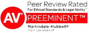 A peer review rated logo for ethical standards and legal ability