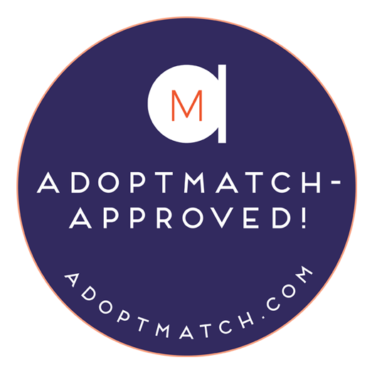 A purple circle with the words adoptmatch approved on it