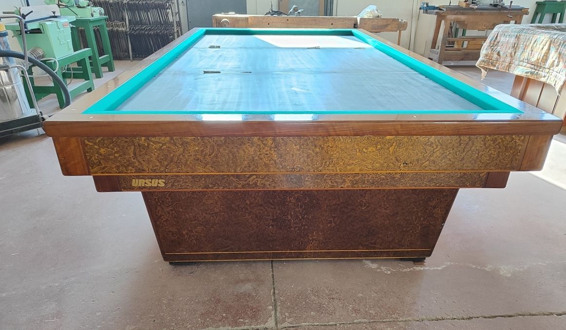 Biliardo internazionale URSUS regolamentare, 2,84z1,27 termico, con gomme nuove e con diamante zero incassato.