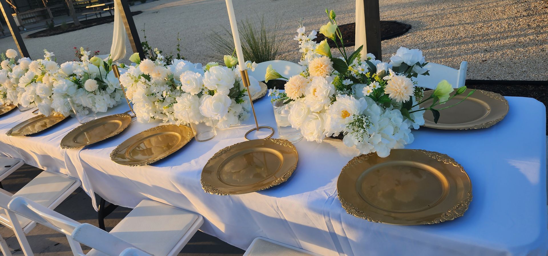 Outdoor wedding ceremony decor in Austin