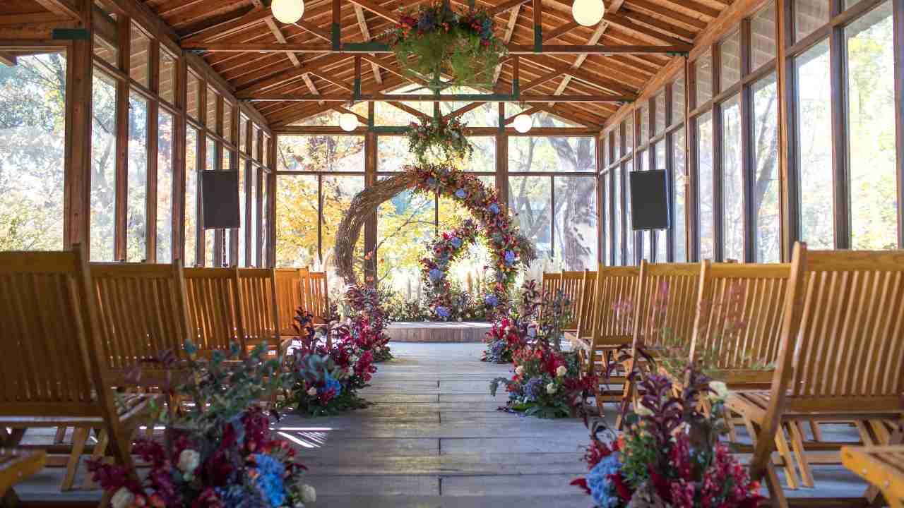 Wedding ceremony at a garden with breathtaking views.