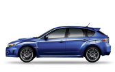 A blue subaru wrx sti is shown from the side on a white background | Collins Automotive