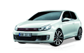 A white volkswagen golf gti is shown on a white background | Collins Automotive