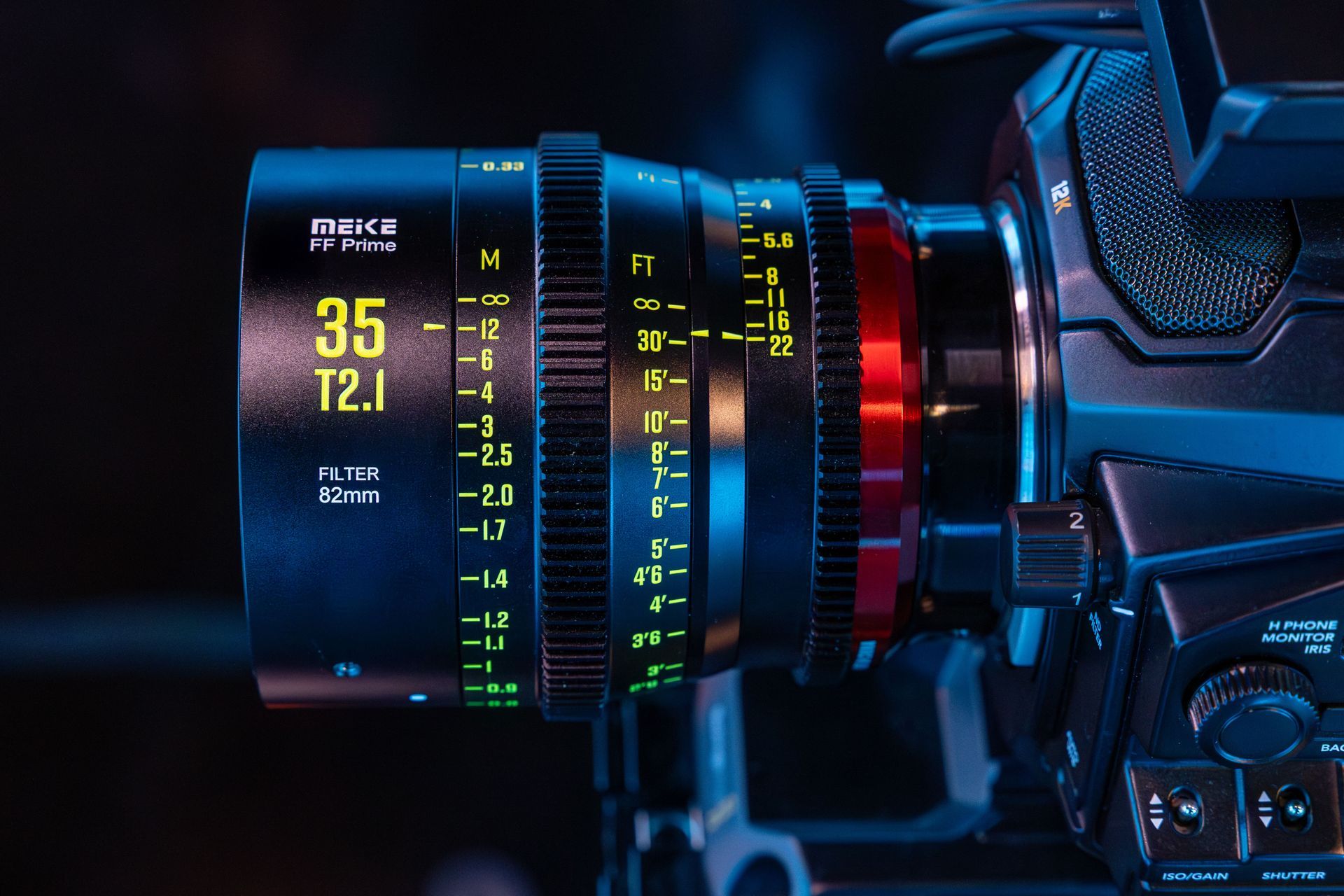 A camera lens with the number 35 on it