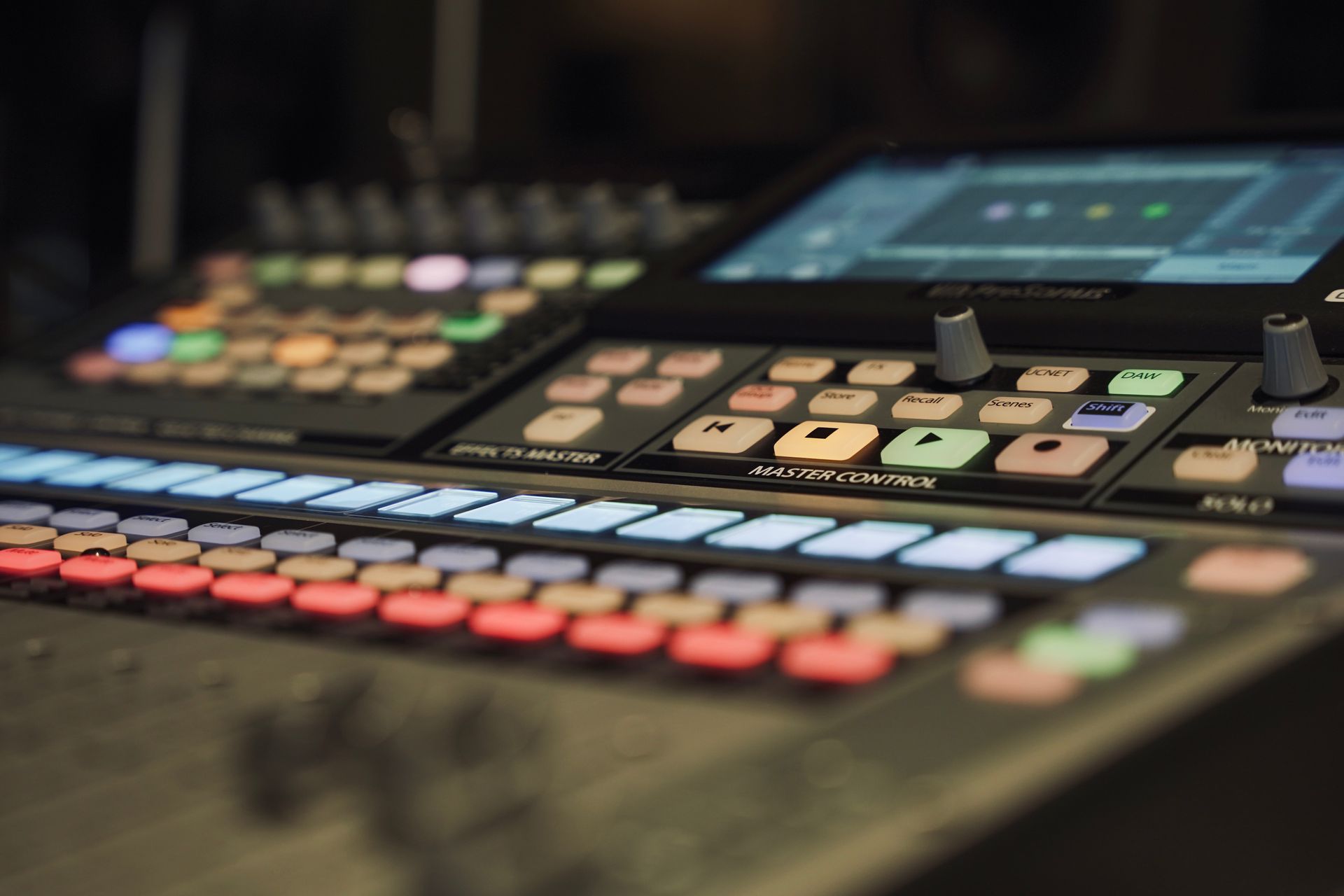 A close up of a keyboard with many buttons on it