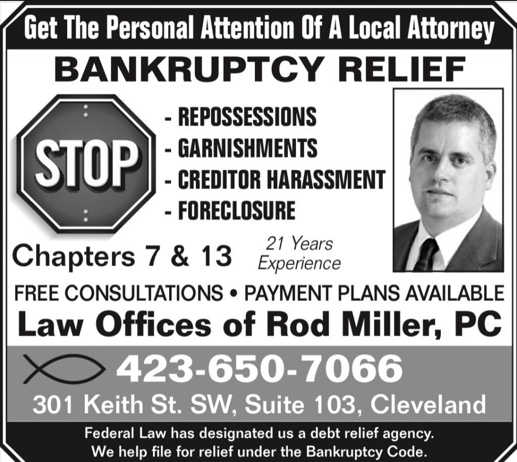 An advertisement for rod miller 's law offices in cleveland