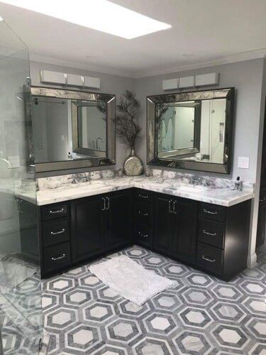 Bathroom Tiles — Bathroom With Big Mirrors in Lewisville, TX