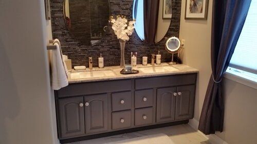 Remodeling Services — Bathroom With Cabinet And Mirrors in Lewisville, TX