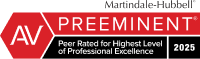 The logo for Martindale Hubbell AV Preeminent Peer Rated for Highest Level of Professional Excellence