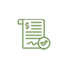 A line icon of a receipt with a dollar sign and a check mark.