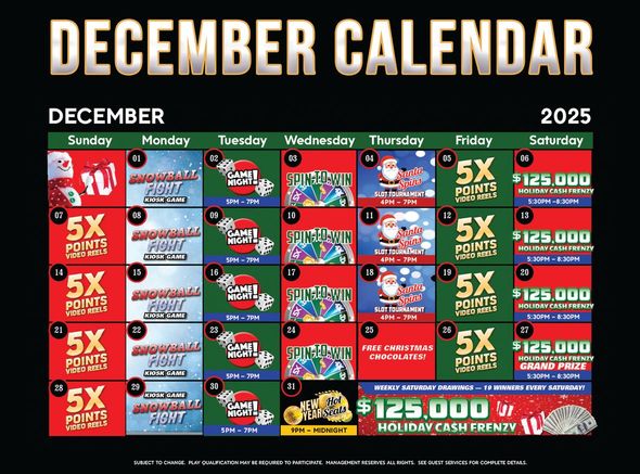Monthly Casino Calendar