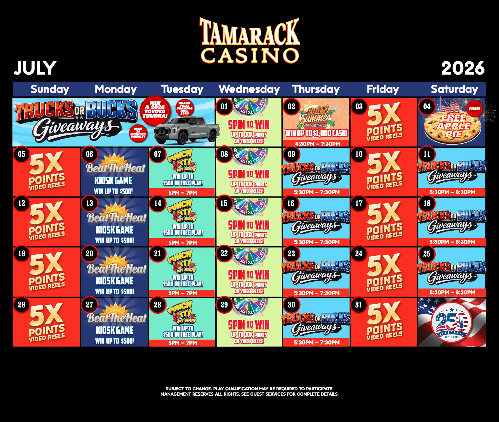 Casino Calendar