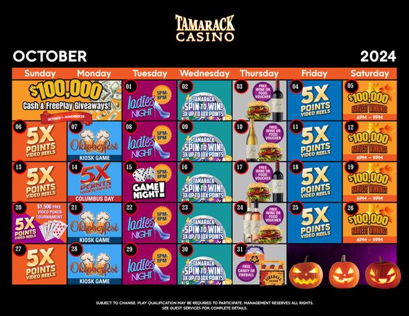 Monthly Casino Calendar