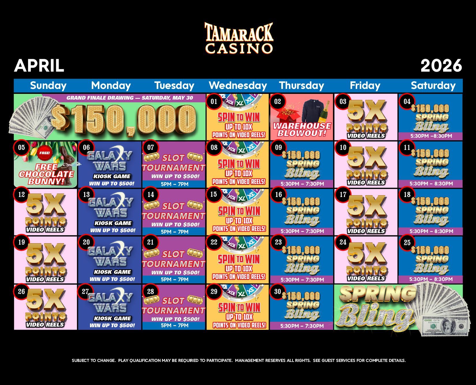 Monthly Casino Calendar