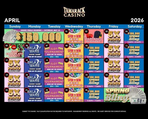 Monthly Casino Calendar