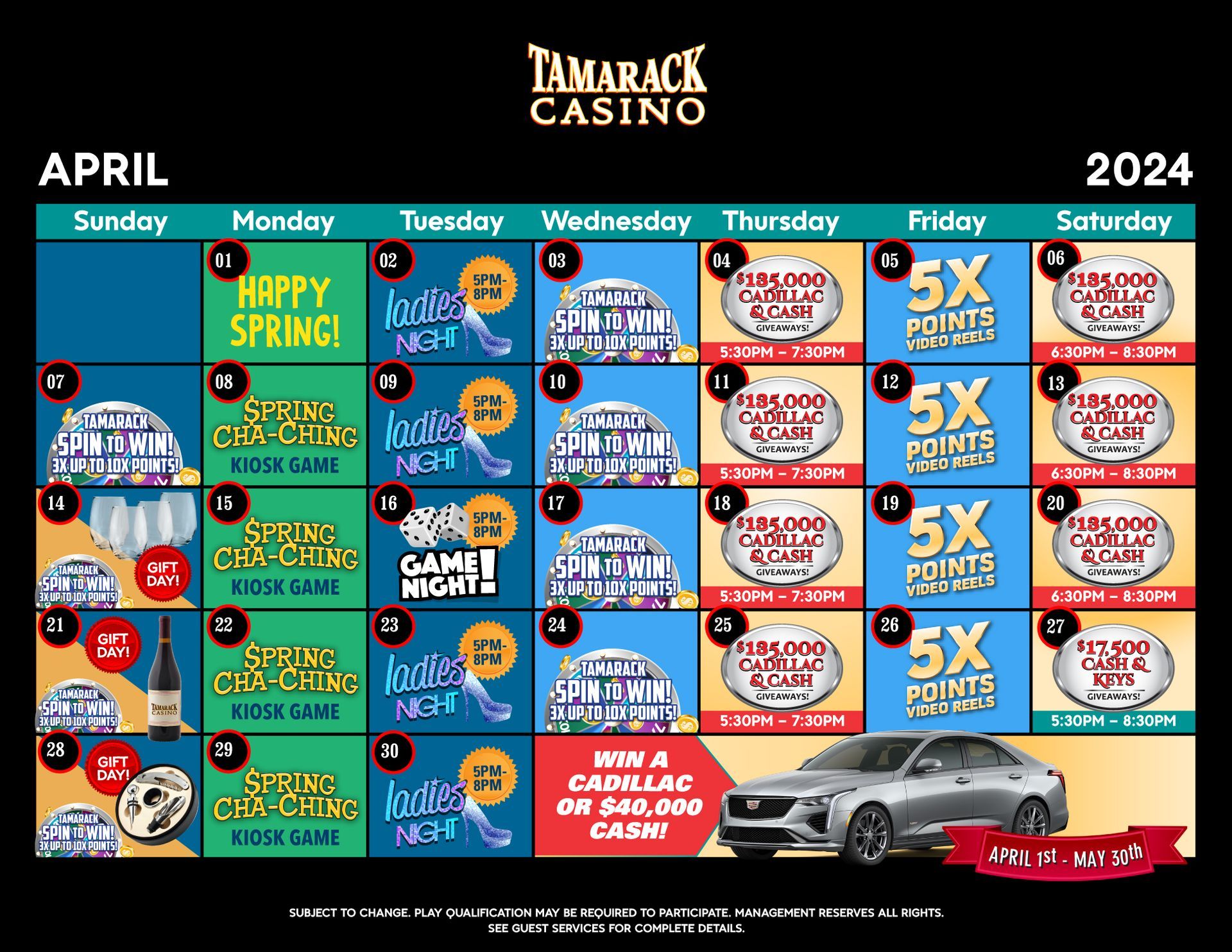Monthly Casino Calendar