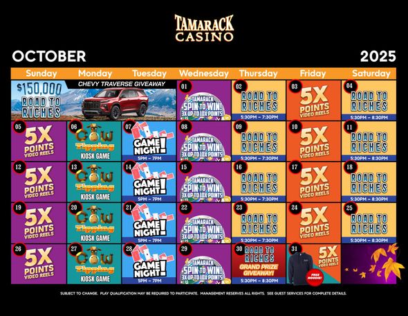Monthly Casino Calendar