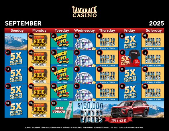 Monthly Casino Calendar
