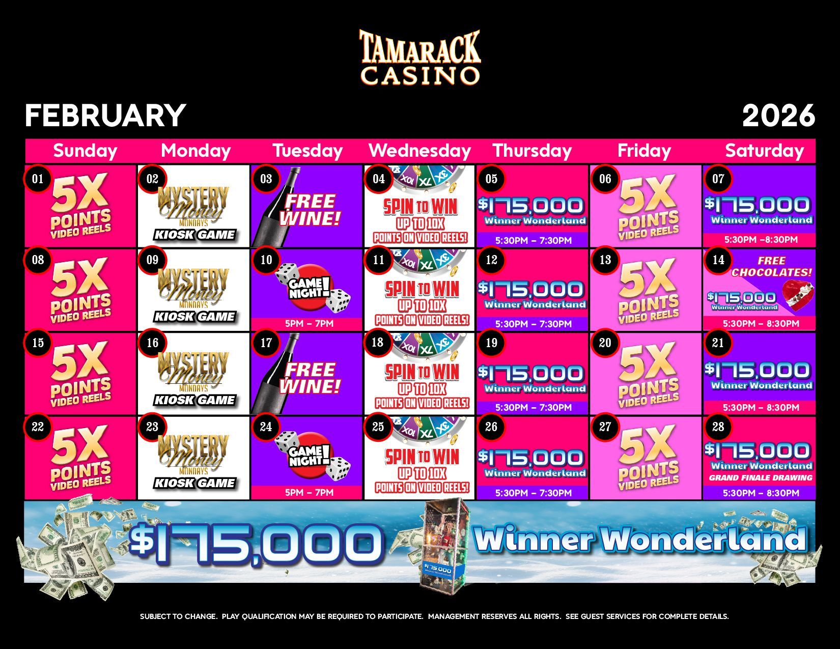 Monthly Casino Calendar