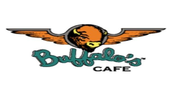 Bubba’s Cafe logo with orange winged emblem and teal script text