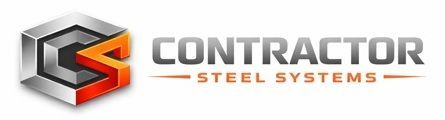 Contractor Steel Systems logo with gray and orange metallic “CS” icon