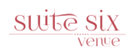 Pink “suite six venue” logo on a white background