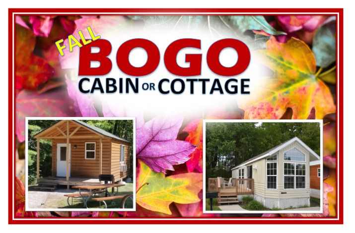 A poster that says bogo cabin or cottage on it