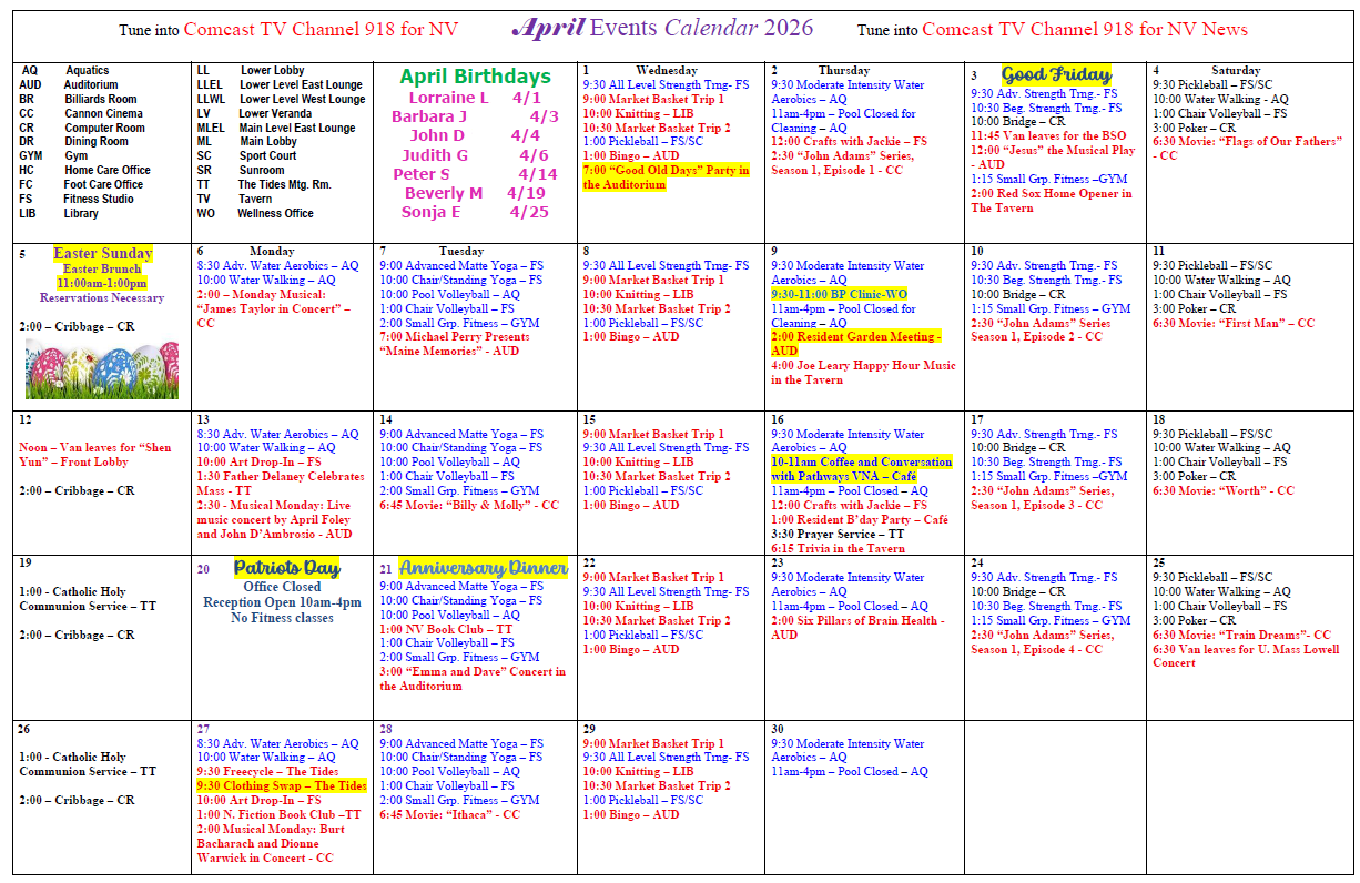 Calendar | Nichols Village 