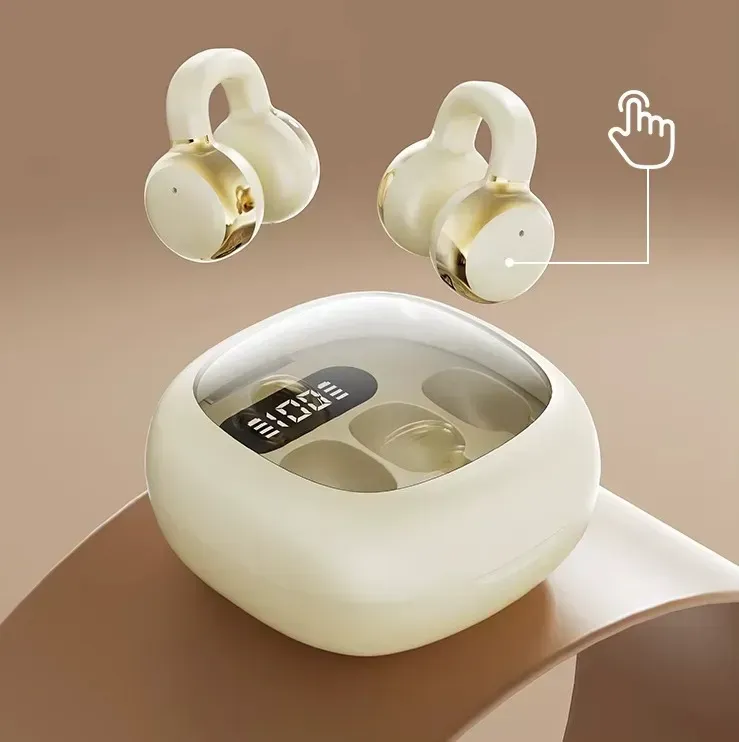 Auricular Clip Open Ear Inalámbrico by Rocket Gym X31 Deportivo beige