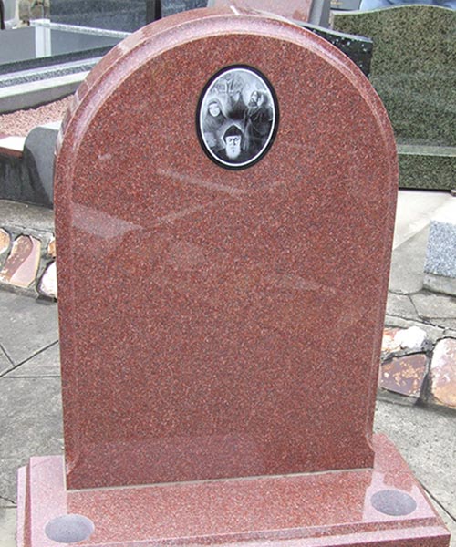 Speckled Maroon Headstone with Photo