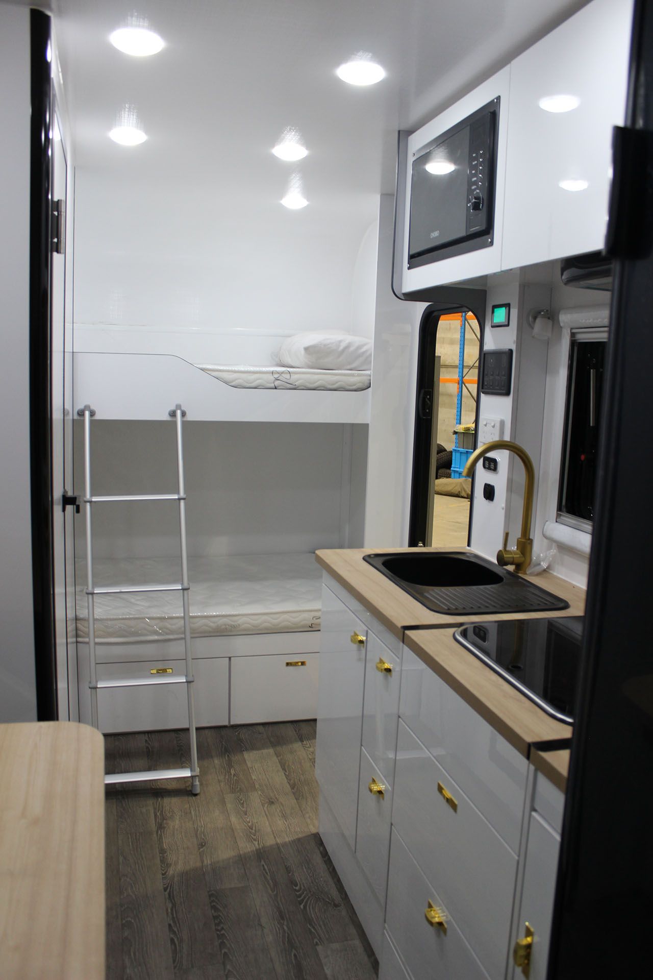 Oz Star Kookaburra with bed and kitchen visible