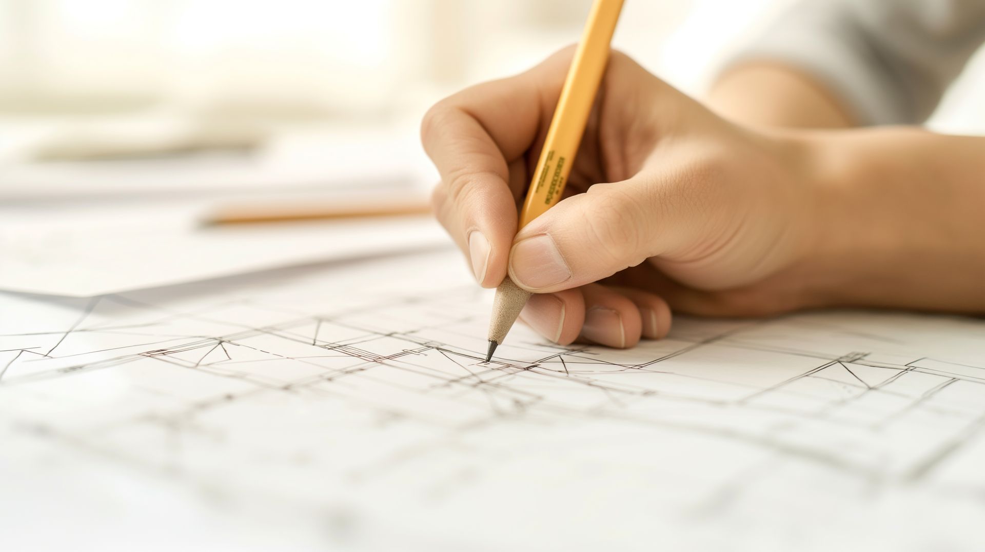 A person is writing on a piece of paper with a pencil.