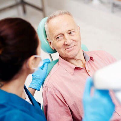 Old Man Talking With Dental Technician — Newton, SA — Arena Dental