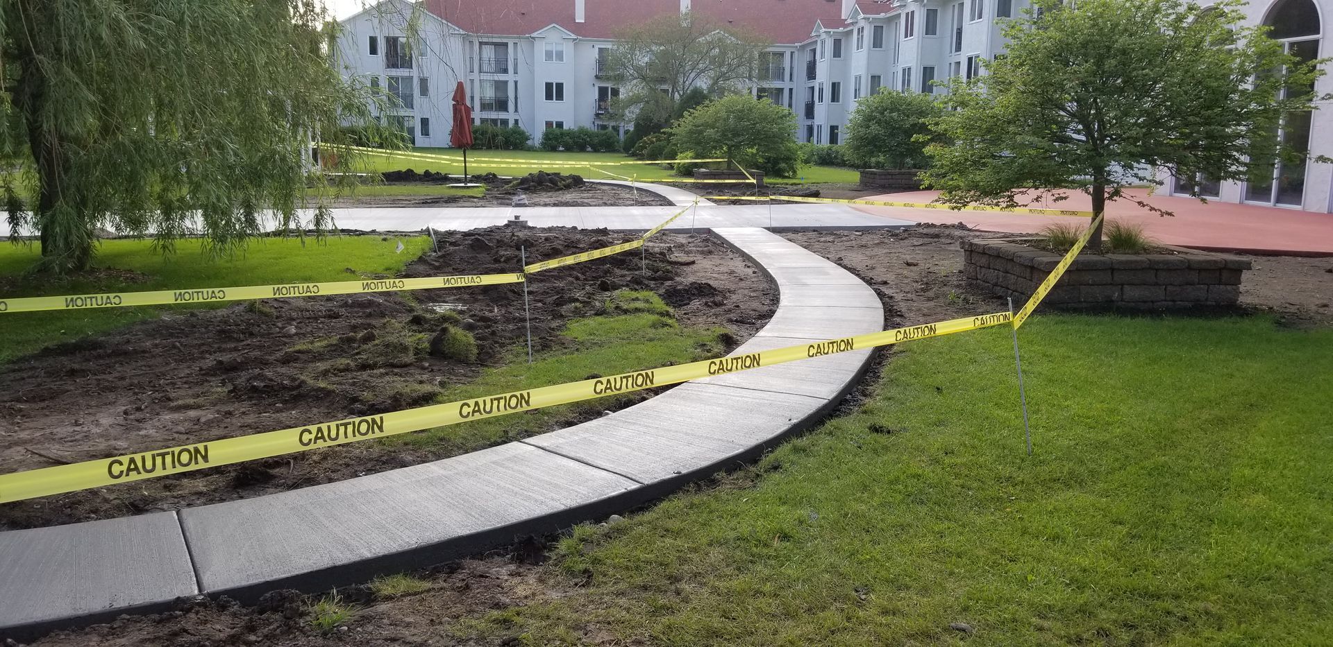 A winding sidewalk with 