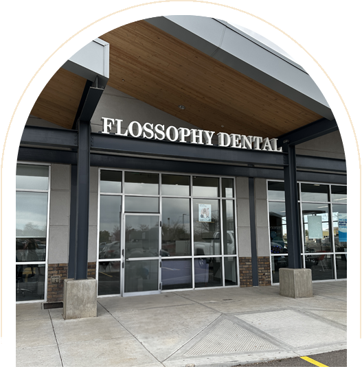 A dental office with a sign that says flossophy dental