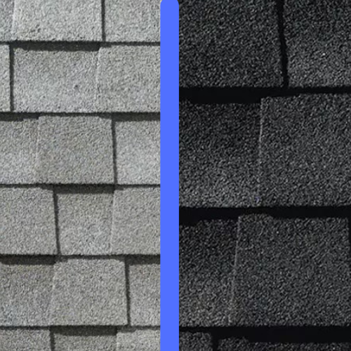 Comparison of homes with dark and light roofs showing aesthetic and performance differences.
