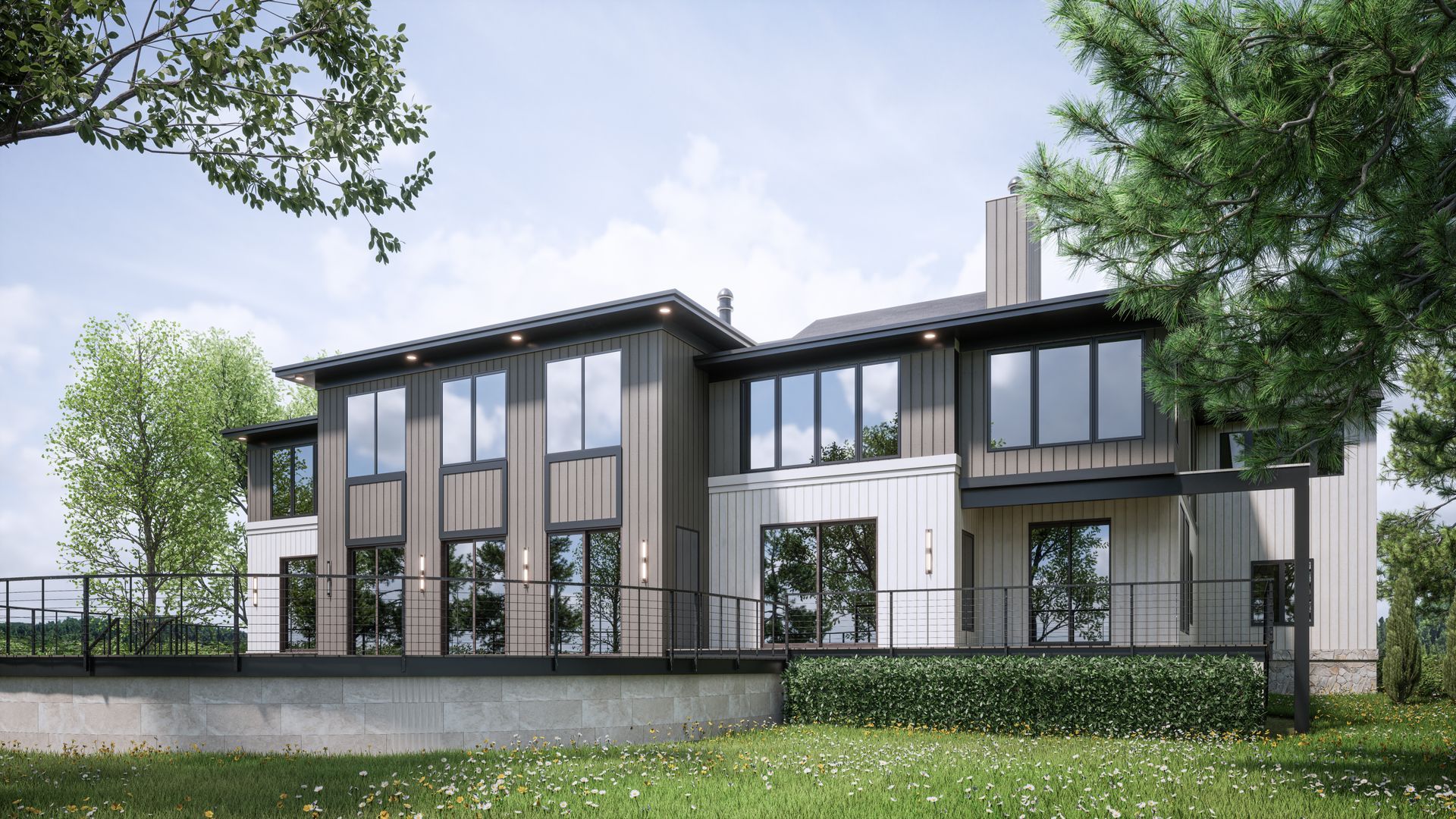 Exterior home design rendering showing proposed siding, roofing, and color selections for remodeling project.