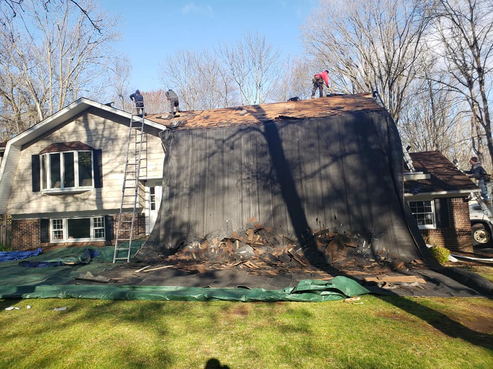 New residential roof installation in progress