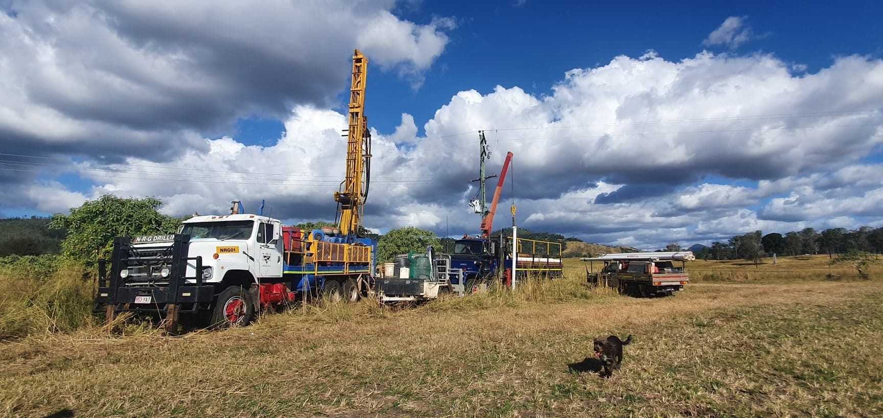 Drilling Rig on a Field Under a Cloudy Sky — NRG Drilling in Calico Creek, QLD
