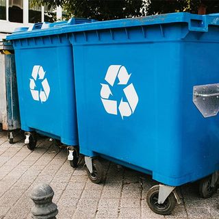 Home Recycling — Two Large Blue Bins in Tulsa, OK